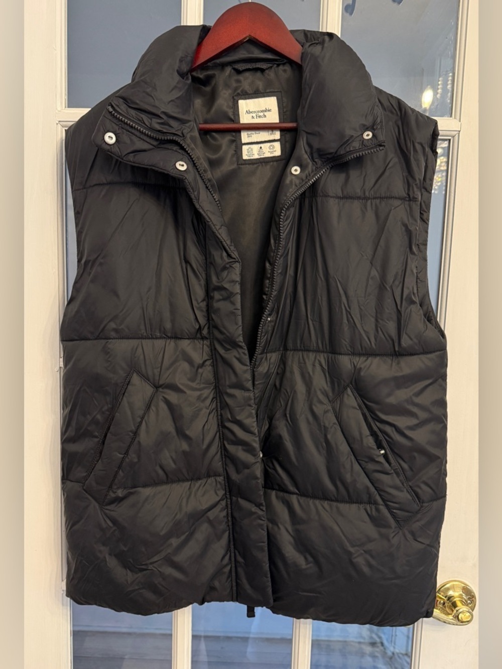 ABERCROMBIE & FITCH Men's Black Full Zip Puffer Vest Size S